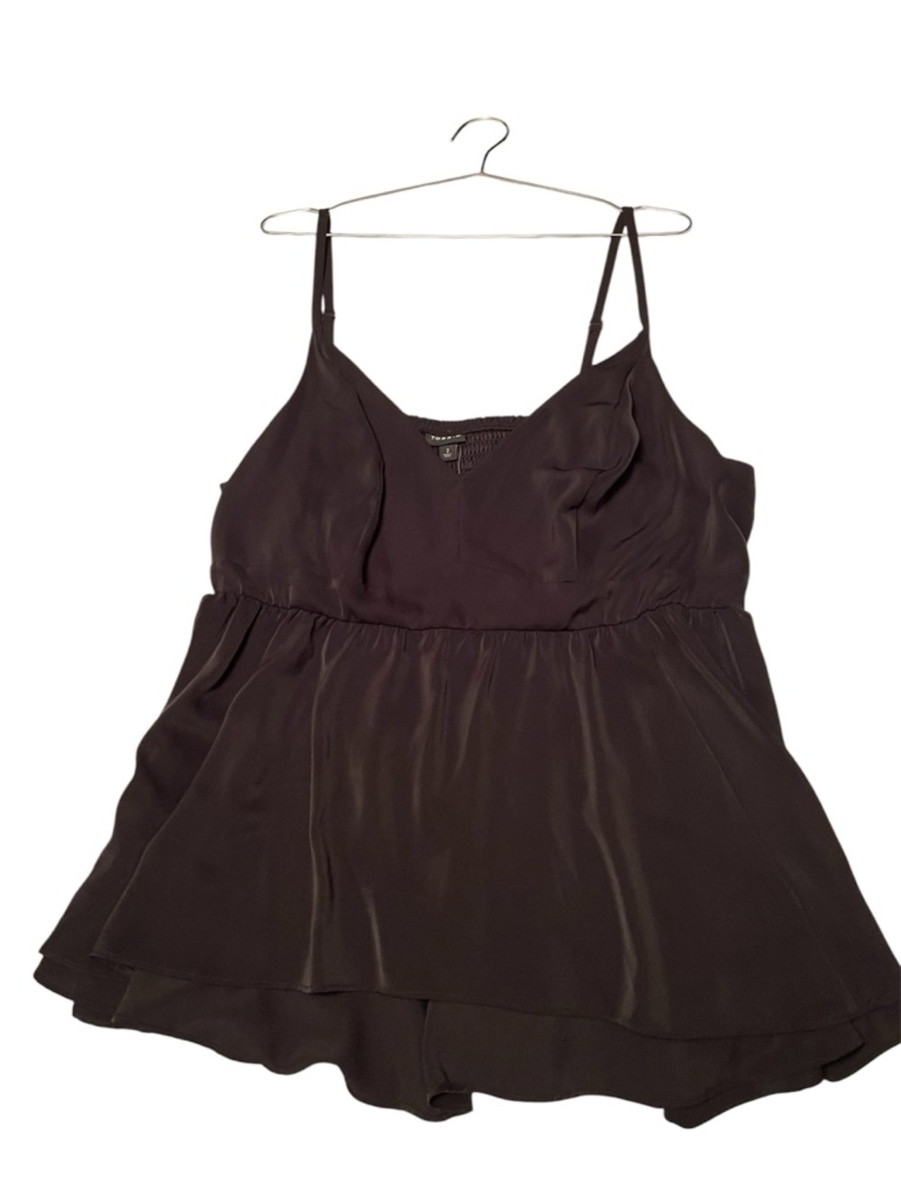 torrid Black Layered Satin-Look Spaghetti Strap Tank smocked 2x nwt